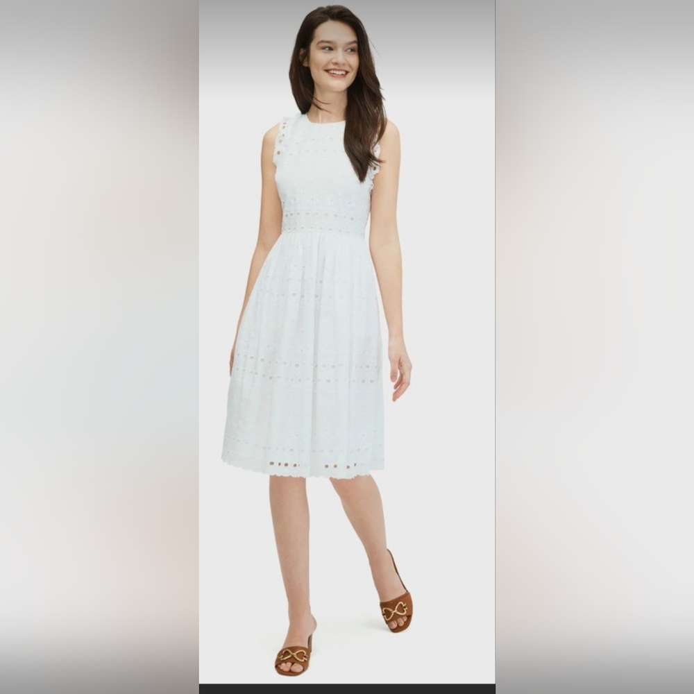Kate Spade women's dress sz6 white eyelet, used good condition, pockets, zipper